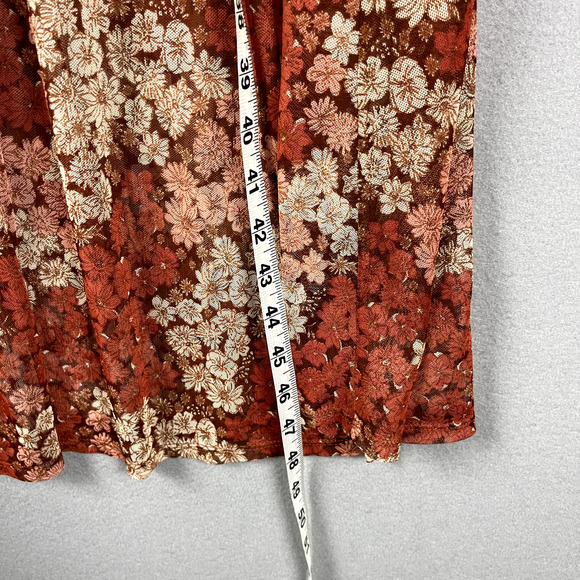 Whimsy Fairy Floral Mesh Dress Women Medium Sheer Pleated Midi Y2K Boho Peasant - Picture 9 of 16